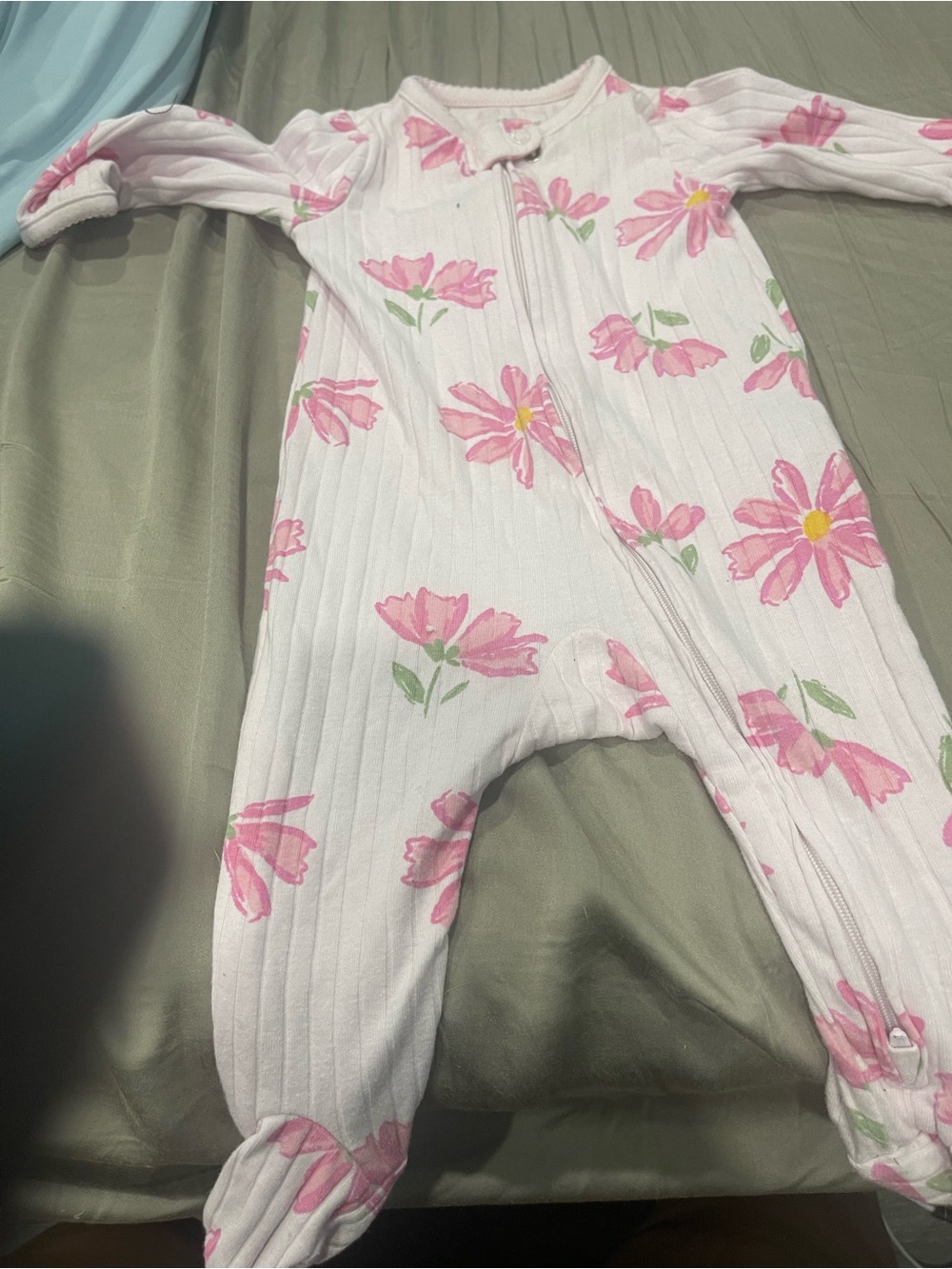 Baby Floral Footed One-Piece - Pink Floral